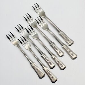 Rogers Stainless Korea Floral Cocktail Seafood Forks set of 7 Landscape